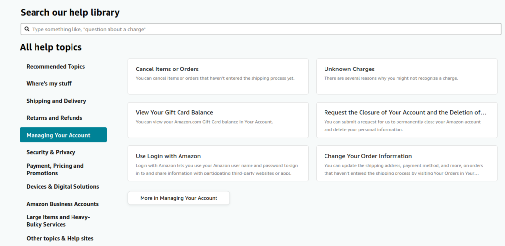 amazon help topics