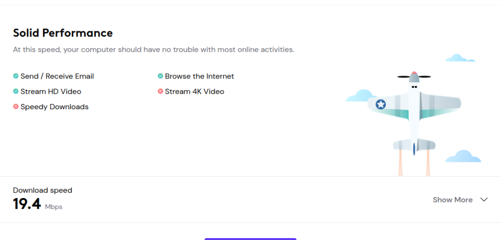 xFinity internet speed test results