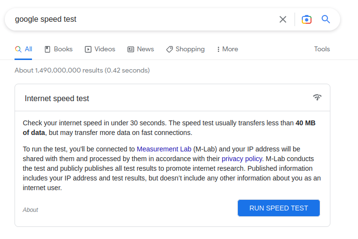 Google's internet speed test engine powered by measurement labs