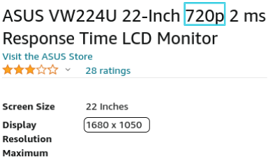 ASUS VW224U's Amazon description