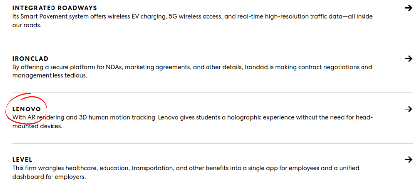 Lenovo's Interactive Holographic Teaching in the list of companies that are tackling basic societal problems